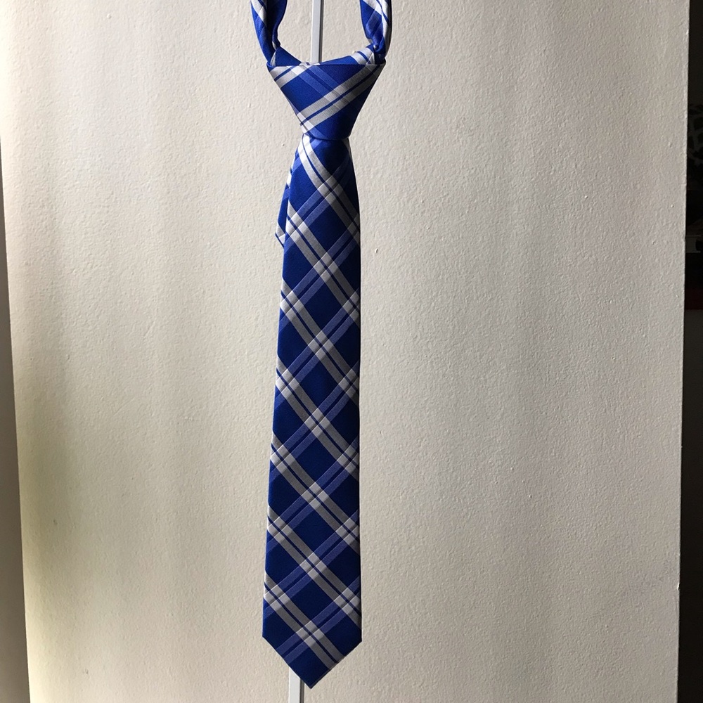 Express Plaid Blue & White Tie